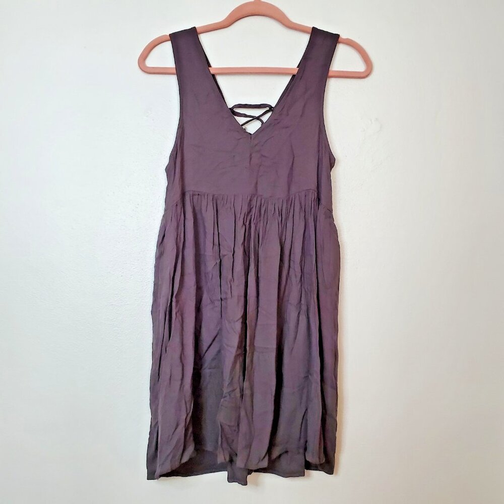 AEROPOSTALE Women's Dress Size Small Gray Embroidery Coquette Flowy Cottagecore - Picture 5 of 7